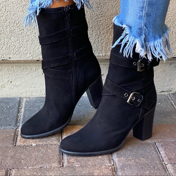 Genuine Suede Engineer Block Heeled Combat Boots - Picture 4 of 16